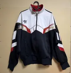 adidas トラックジャケット デサント製 90s ホワイト ブラック レッド