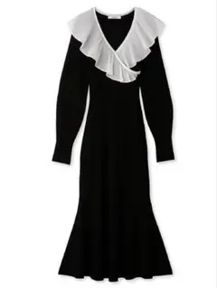 SNIDEL シフォンプリーツカラーニットワンピースSWNO234129