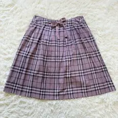 バーバリーロンドン　ひざ丈スカート　3XLサイズ　チェック柄　紫　大きめサイズ