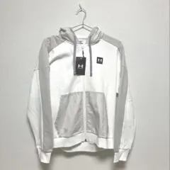 M 新品　アンダーアーマー レディース パーカー　フルジップ　スウェット　白