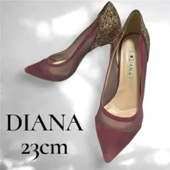 DIANA グリッター　メッシュパンプス　ボルドー　23cm ヒール7cm