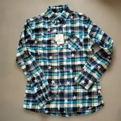 [新品] Laundry 星柄 チェック 長袖ネルシャツ SSサイズ 160位のサムネイル