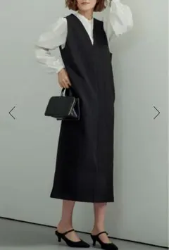 Ur's フェイクウールワンピース　ブラック M