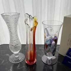 HOYA クリスタル花瓶　カラーガラス花瓶　オレンジ