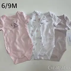 【新品】カルバンクライン 半袖 ロンパース 4枚セット PWWP 6/9M