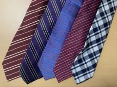 【美品】ストライプ/チェック柄ネクタイ　まとめ5本セット