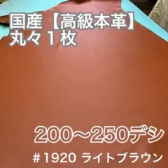 半裁革１枚革★かなり大きめ★ライトブラウン　本革　丸革　牛革　クロム鞣し　ハギレ