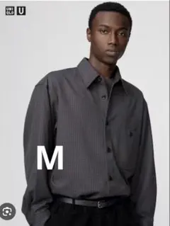 ユニクロＵ　UNIQLO ツイルワークオーバーサイズシャツ M　ダークグレー