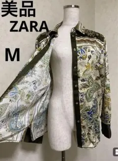 【美品】　ZARAベーシック総柄ブラウス