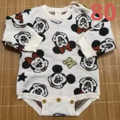 【中古美品】futafuta ミッキー ミニー ニットセーター M 80 冬