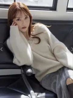 snidel ニット ラクーン衿レースプルオーバー