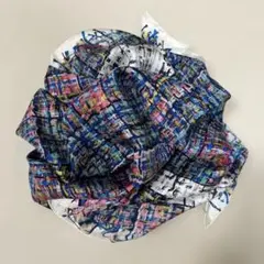 【レア】CHANEL ツイード柄 シルクスカーフ 約85cm