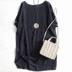 美品✨フォグリネンワーク リトアニアリネン オーバーワンピース ブラック