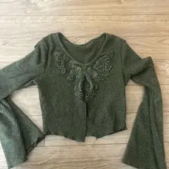 SHEIN S グリーン クロップド丈 トップス