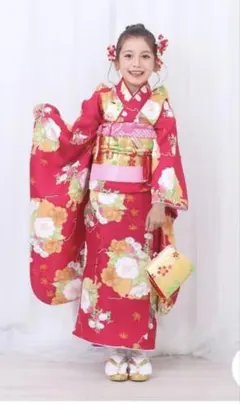 七五三 着物セット 赤 7歳 5歳 朱色 正絹 お誂 四つ身 - メルカリ