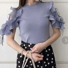 SNIDEL フリルスリーブカットプルオーバー