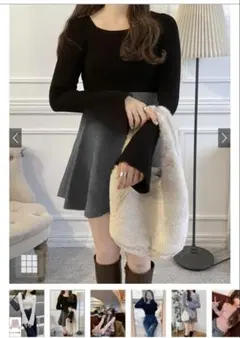 GRLスクエアネックフレアスリーブリブニットトップス[k9153c]