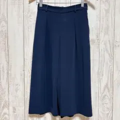ユニクロ タックフレアパンツ 【S】ネイビー ウエストゴム スカンツ ガウチョ