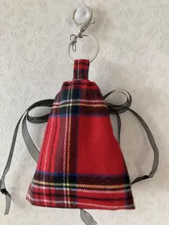 ハンドメイド　イヤホン入れ チェック柄巾着袋 キーホルダー イヤーピース