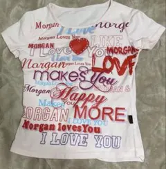 Morgan ロゴプリント 半袖Tシャツ ピンク Y2K 海外ガールのサムネイル