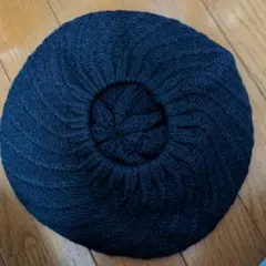 ダークブルー ニットベレー帽