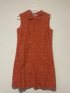 marimekko オレンジ ドット柄 ノースリーブヴィンテージワンピース