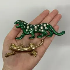 未使用ヴィンテージブローチ2個セット動物ヒョウ？虎？