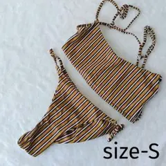 レディース　ストライプ セパレート　ビキニ　水着 S