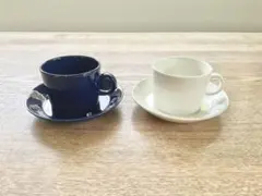 iittala TEEMA カップ＆ソーサー 2客セット　ダークブルー・ホワイト