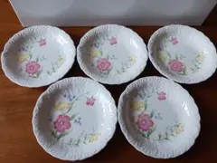 昭和レトロ　小皿5枚セット　かわいい花柄　直径13cm