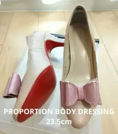 バイカラー　ハイヒール リボンパンプス