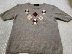 カシミヤ100% アーガイル柄 半袖セーター