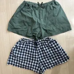 半ズボン2点セット（オリーブグリーン・ギンガムチェック）　ユニクロ　サイズM