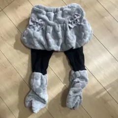 フリーススカート風レギンス 110cm~ グレー