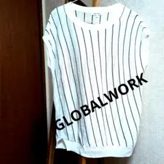 GLOBAL WORK ストライプ 半袖ニット L