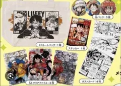 ワンピース　ルフィ　ロー　キッド　三船長　セット　缶バッジ　原作絵