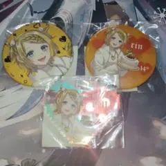 初音ミク　鏡音リン　楽天コレクション　楽コレ 缶バッジ　アクリルキーホルダー