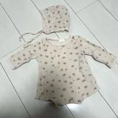 MONBEBE 花柄ロンパースと帽子セット