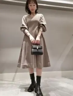 CELFORD ホールガーメント フレアワンピース モカ 38 ニットワンピース