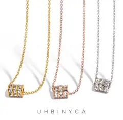 サージカルステンレス 金アレ 【爆売れ】リング✨cz3柱ダイヤ 高級 ネックレス