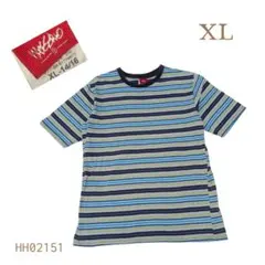 90s 00s Mossimo半袖TシャツXLマルチボーダーアメリカ製生地