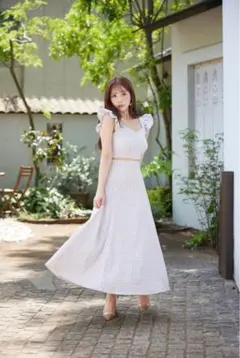 新品タグ付き♡ミストレアス♡ワンピース♡ベージュ 予約】【2026年3月上旬頃配送】ミカドサテンフレアタックワンピース