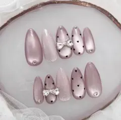 315♡ネイルチップ ワンホン フレンチガーリー マグネット　春ネイル