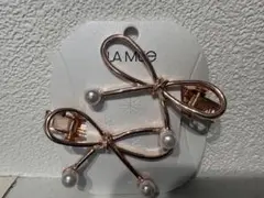 LA MUE ゴールド リボン型ヘアピン 2個セット