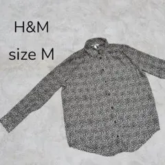 H&M トップス シャツ ブラウス 長袖 花柄 総柄 ブラック モノクロ ピンク