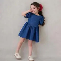 プティマイン　袖パフペプラムワンピース