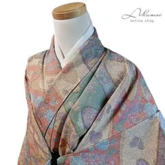 LULU74 着物 小紋 袷 花 マルチカラー