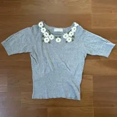 ベルメゾン コットン Tシャツ 花 刺繍