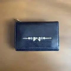 サマンサタバサ プチチョイス リボンバー三つ折りお財布　ネイビー紺