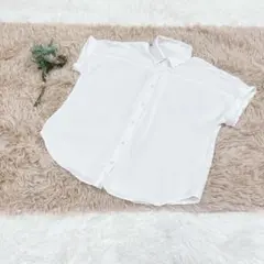 GU ジーユー エアリーシャツ 半袖 ホワイト S オフィスカジュアル 綺麗め